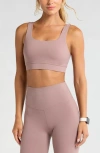 Zella Luxe Lite Squared Up Sports Bra In Purple Moon