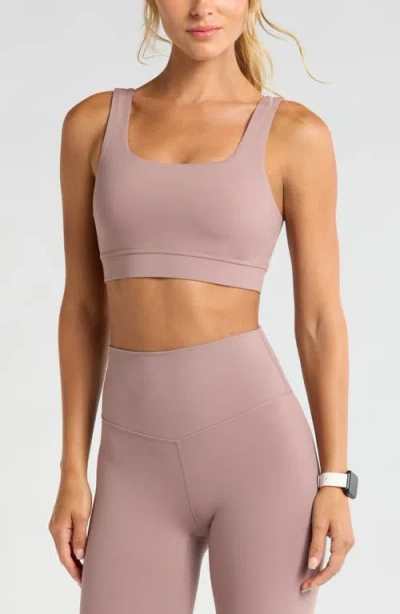 Zella Luxe Lite Squared Up Sports Bra In Purple Moon