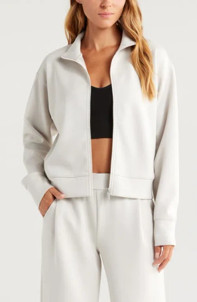 Zella Luxe Scuba Stand Collar Jacket In Grey Moonbeam