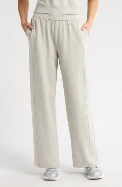 Zella Luxe Terry Wide Leg Pocket Trousers In Grey Light Heather