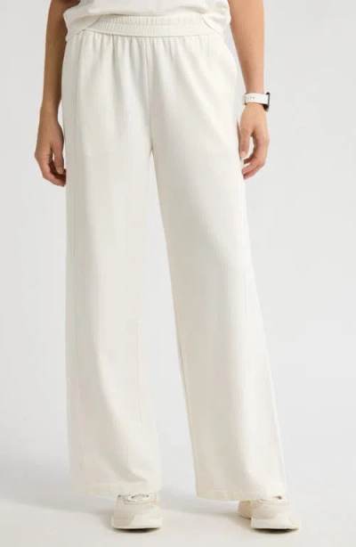Zella Luxe Terry Wide Leg Pocket Pants In Ivory Egret