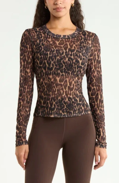 Zella Mesh Mix Long-sleeve Tee In Animal Print