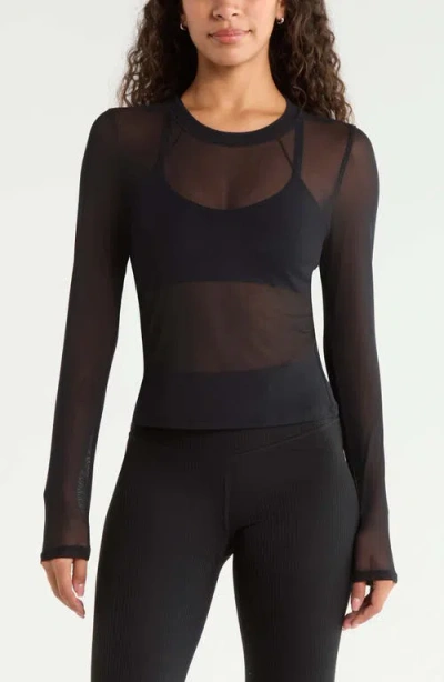 Zella Mesh Mix Long-sleeve Tee In Black