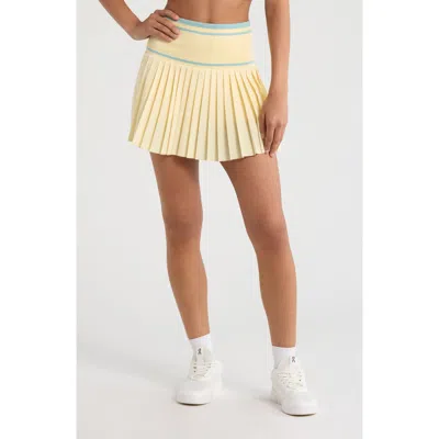 Zella Mixed Media Pleated Sport Skort In Yellow