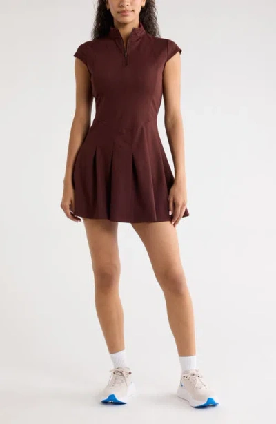 Zella Momentum Half Zip Active Minidress In Brown