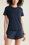 Zella Motivate Perforated Crewneck T-shirt In Navy Sapphire