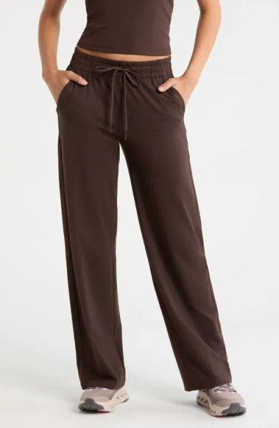 Zella Move In Mid Rise Straight Leg Sweatpants In Brown