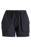 Zella Navigator Drawstring Utility Shorts In Black