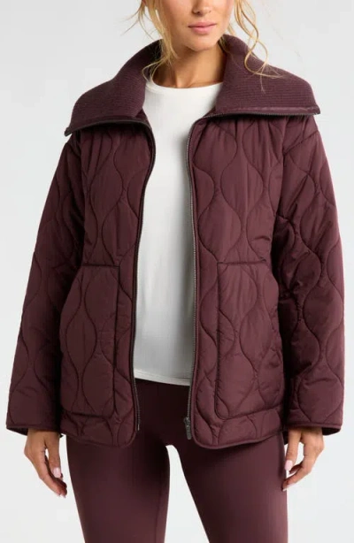 Zella Onion Quilted Jacket In Burgundy Fudge