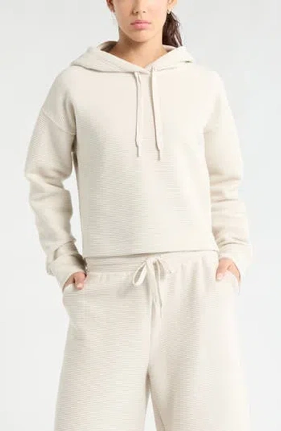 Zella Ottoman Cotton Blend Ribbed Hoodie In White