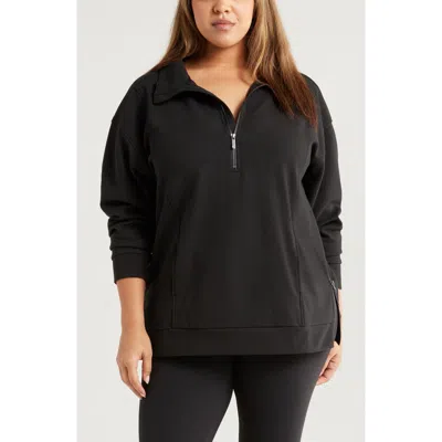 Zella Ottoman Fleece Half Zip In Black