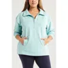 Zella Half Zip Fleece Ottoman Pullover In Blue