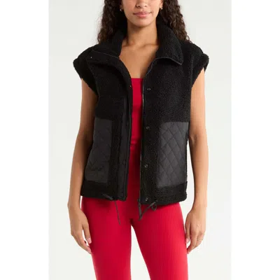 Zella Oversize Faux Shearling Vest In Black