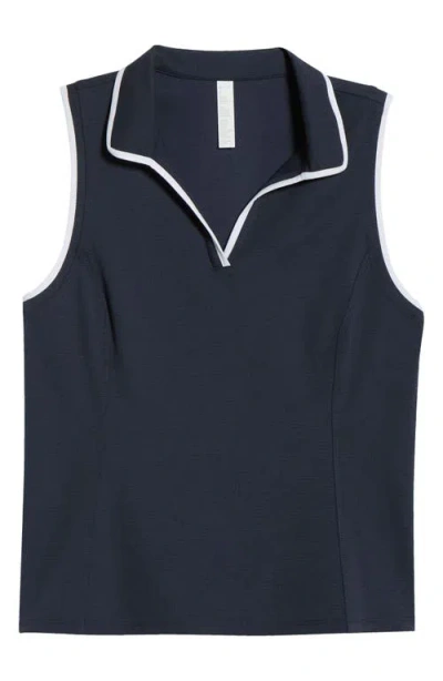 Zella Pace Piqué Knit Polo Tank In Blue