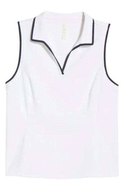 Zella Pace Piqué Knit Polo Tank In White