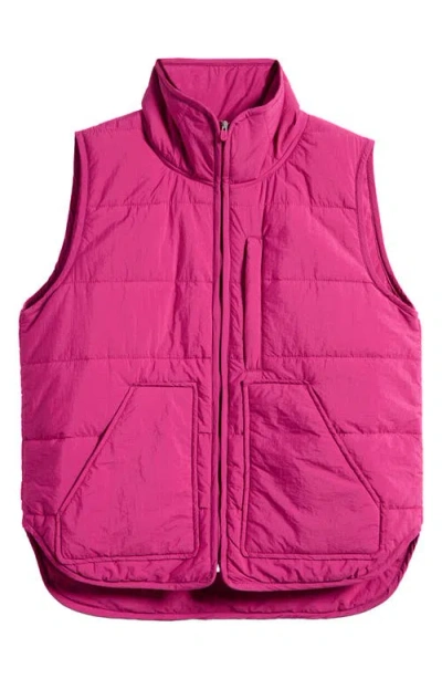 Zella Packable Quilted Vest In Pink