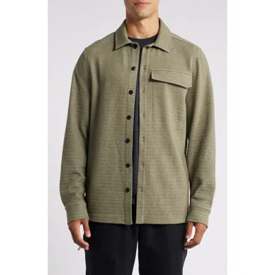 Zella Peak Button-up Shirt Jacket In Olive Night