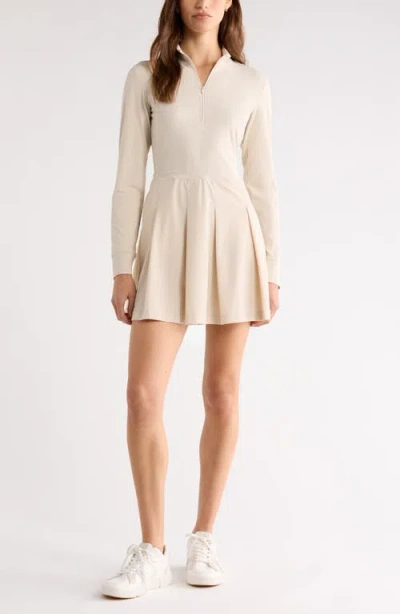 Zella Peak Hybrid Long Sleeve Skater Dress In Neutral