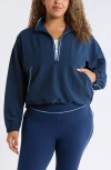 Zella Piped Half Zip Pullover In Black