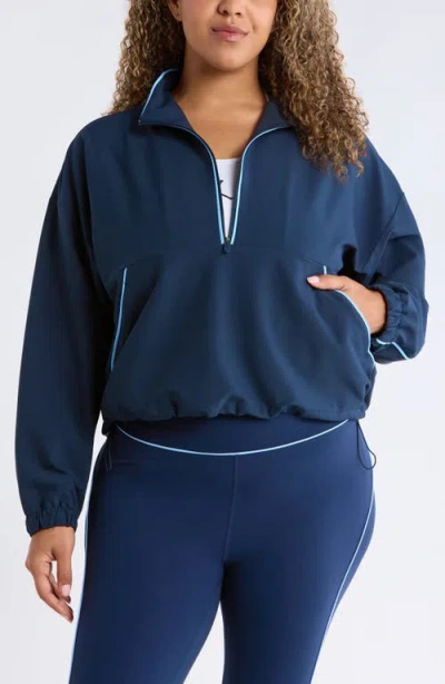 Zella Piped Half Zip Pullover In Black