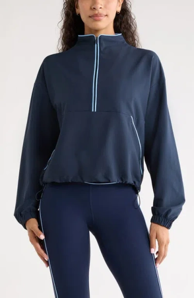 Zella Piped Half Zip Pullover In Blue