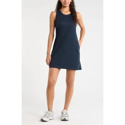 Zella Piqué Mesh Scuba Tank Dress In Blue