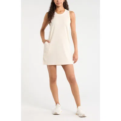 Zella Piqué Mesh Scuba Tank Dress In Neutral