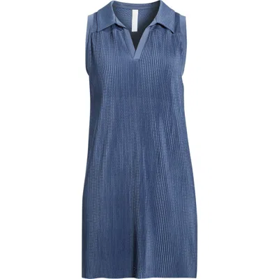 Zella Pleated Mesh Dress In Blue