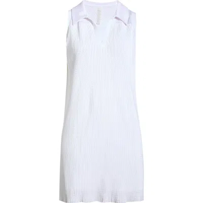 Zella Pleated Mesh Dress In White