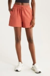 Zella Plush Ottoman Shorts In Rust Redwood