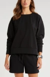 Zella Plush Ottoman Sweatshirt In Black