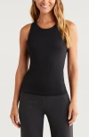 Zella Pure Seamless Racerback Rib Tank In Black