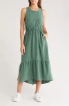 Zella Pursuit Tiered Midi Dress In Green