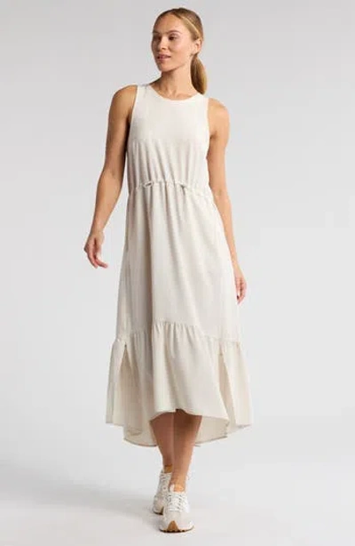 Zella Pursuit Tiered Midi Dress In Grey Moonbeam