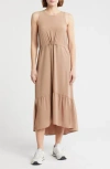 Zella Pursuit Tiered Midi Dress In Neutral