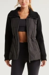 Zella Quilted Rib Mix Hybrid Jacket In Black