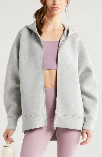 Zella Relaxed Fit High-low Zip Hoodie In Gray