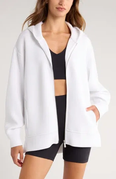 Zella Relaxed Fit High-low Zip Hoodie In White