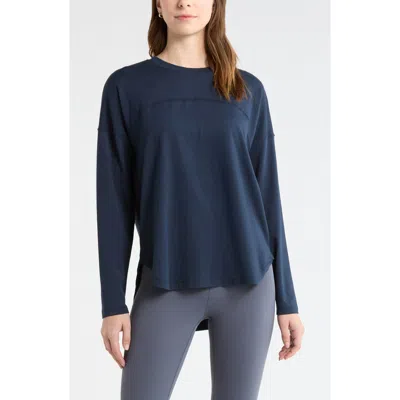 Zella Relaxed Fit Washed Long Sleeve T-shirt In Blue