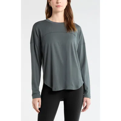 Zella Relaxed Fit Washed Long Sleeve T-shirt In Gray