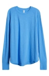 Zella Relaxed Long Sleeve Slub Jersey T-shirt In Blue Lapis