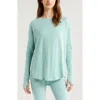 Zella Relaxed Washed 2.0 Long Sleeve Slub Tee In Blue