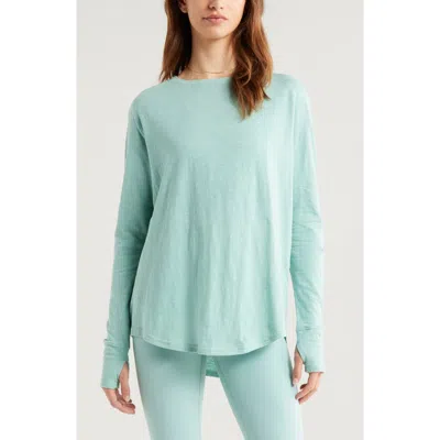 Zella Relaxed Washed 2.0 Long Sleeve Slub Tee In Blue