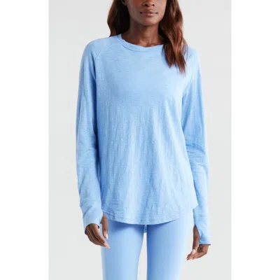Zella Relaxed Washed 2.0 Long Sleeve Slub Tee In Blue