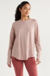 Zella Relaxed Washed 2.0 Long Sleeve Slub Tee In Gray