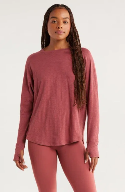 Zella Relaxed Washed 2.0 Long Sleeve Slub Tee In Pink