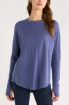 Zella Relaxed Washed 2.0 Long Sleeve Slub Tee In Blue