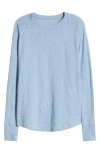 Zella Relaxed Washed 2.0 Long Sleeve Slub Tee In Blue Fog