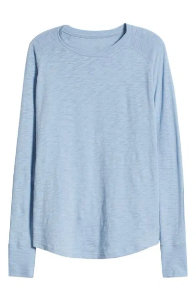 Zella Relaxed Washed 2.0 Long Sleeve Slub Tee In Blue Fog