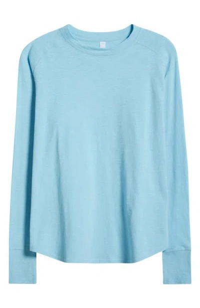 Zella Relaxed Washed 2.0 Long Sleeve Slub Tee In Blue Sky